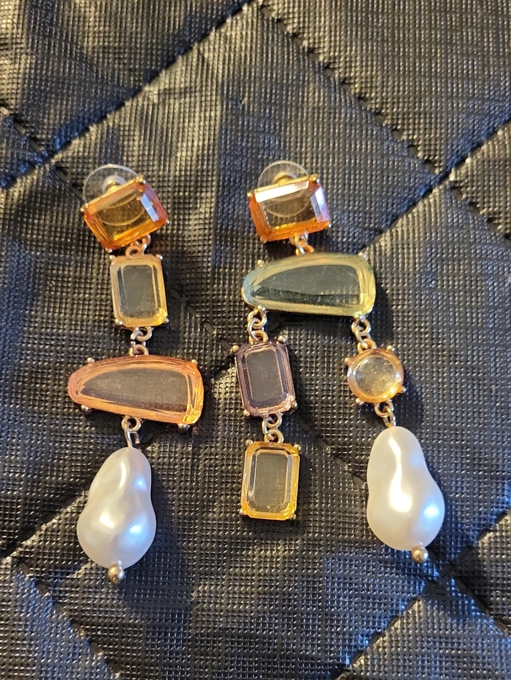 Multi-Color Crystal Drop Pearl Earrings - Women Jewelry